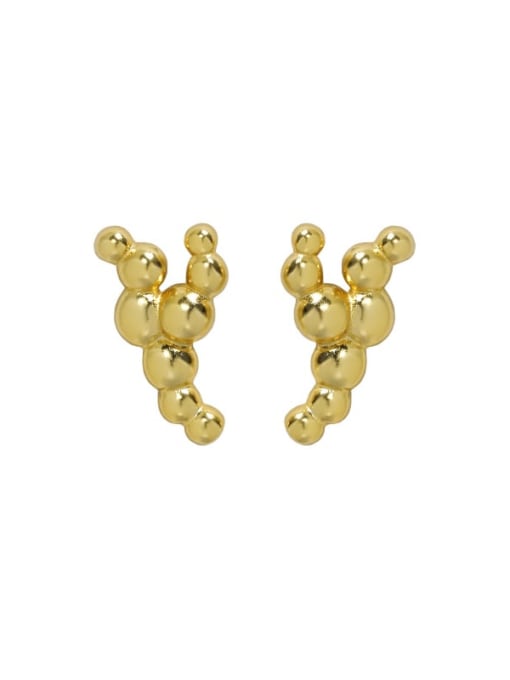 18K gold [with pure Tremella plug 925 Sterling Silver Bead Geometric Vintage Stud Earring